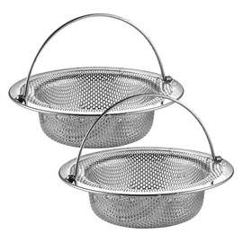 Pack of 2 Sink Strainers, Stainless Steel Sink Kitchen Filter, Kitchen Utensils, Prevents Clogging of Drain Pipes, Silver (11 x 8 x 2 cm)