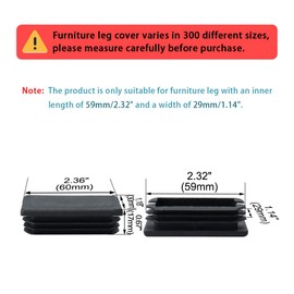 sourcingmap 10pcs 30 x 60mm Plastic Rectangle Ribbed Tube Insert Pipe Tubing End Cover Caps Furniture Glide Floor Desk Sofa Protector Black