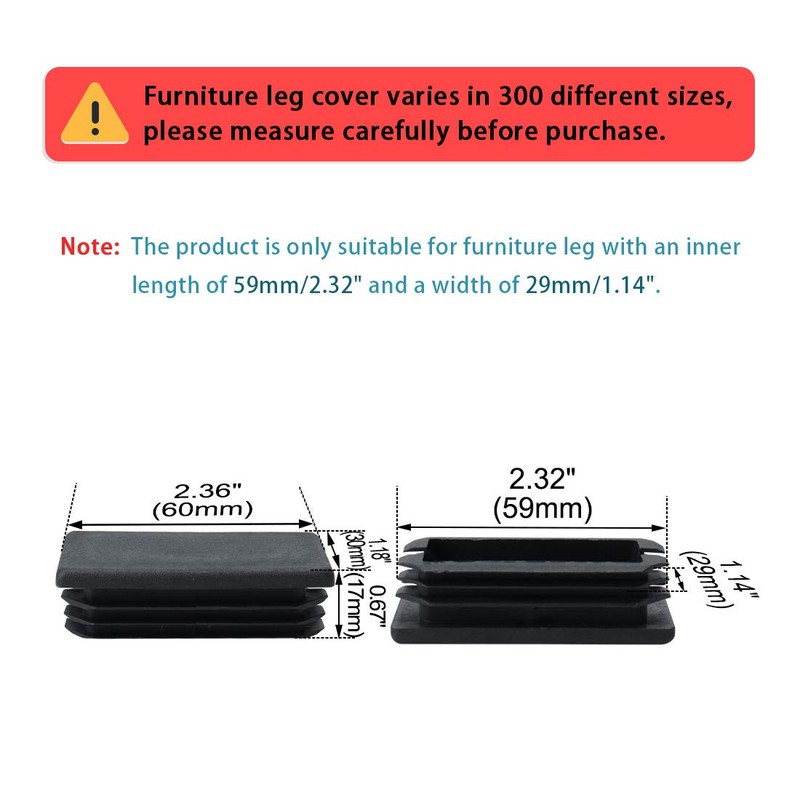 sourcingmap 10pcs 30 x 60mm Plastic Rectangle Ribbed Tube Insert
