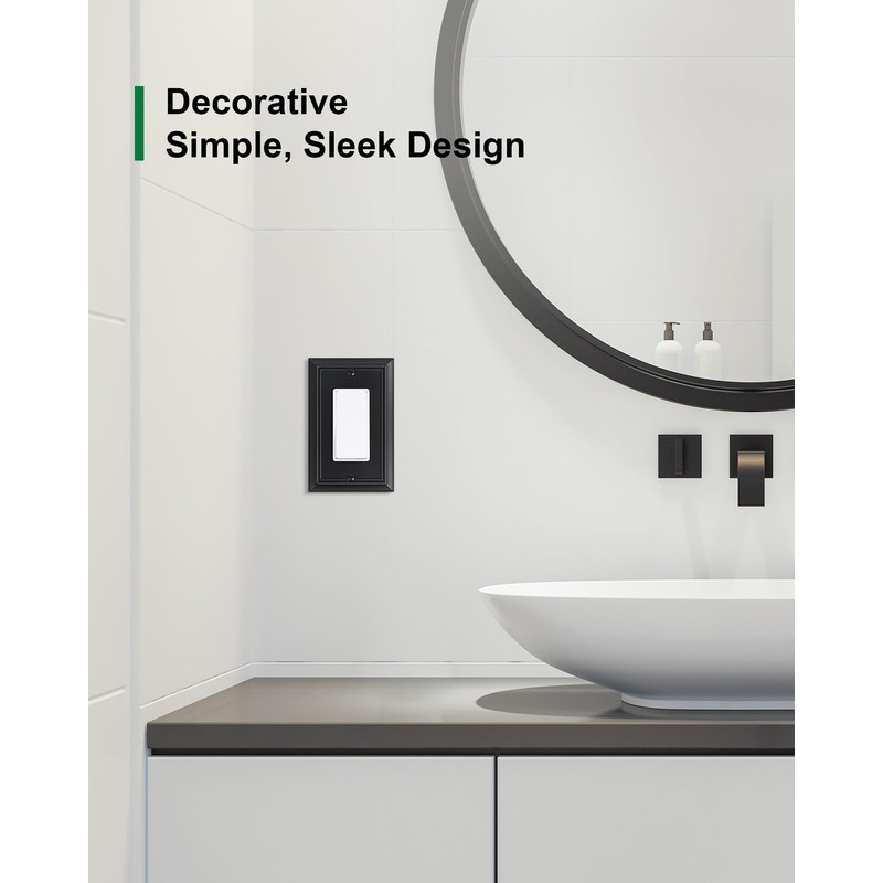 2-Pack Decorator Wall Plate Cover, Black Decorative Switch Plates and