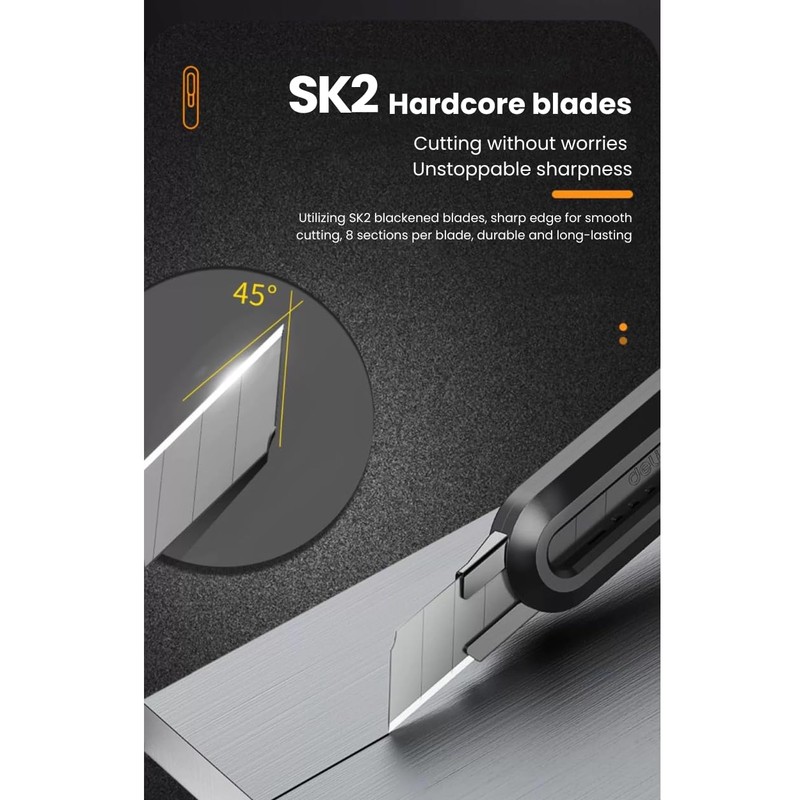 Deli Precision Utility Knife – Retractable Non-Stick Box Cutter DIY