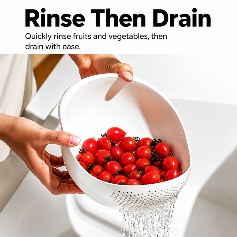 Rice Washing Strainer for Kitchen Use – Plastic Drainage Sieve