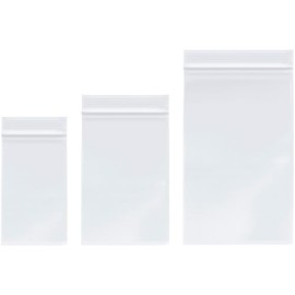 Plymor 3" x 5" (100), 4" x 6" (100), 5" x 8" (100), 4 Mil Variety Pack Heavy Duty Zipper Reclosable Plastic Bags