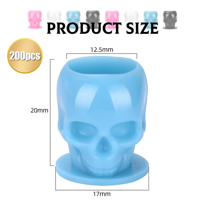 BAMTTOO 200pcs Disposable Pigment Ink Cups - Skull Design for