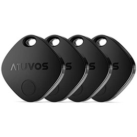 ATUVOS Air Tag Smart Tracker 4 Pack Negro, Buscador de Objetos Bluetooth Funciona con Buscar Apple (Sólo iOS, Android no Compatible), Localizador para