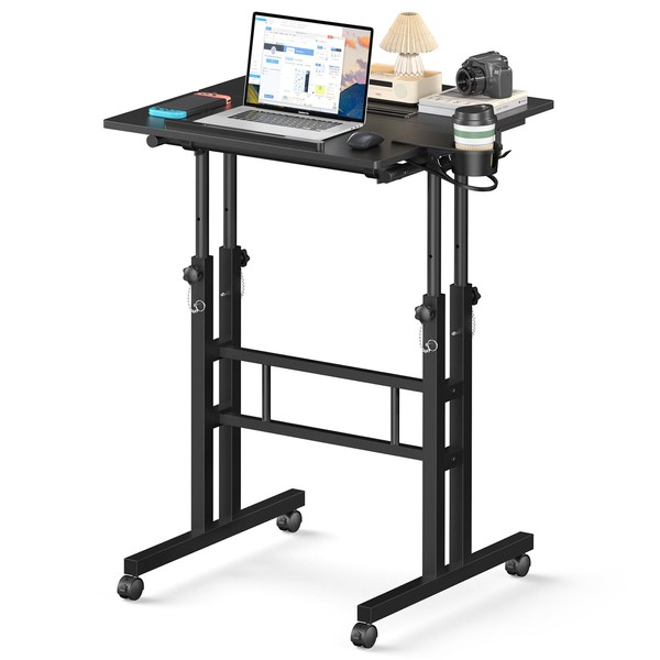 Enayplon Small Standing Desk with Wheels, Mobile Stand Up Desk,