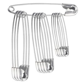 Assorted Safety Pins x 48 (27mm, 34mm, 38mm) Nickel Plated, Clothes Arts Crafts Sewing Hemming Textile Fabric Baby Clothing