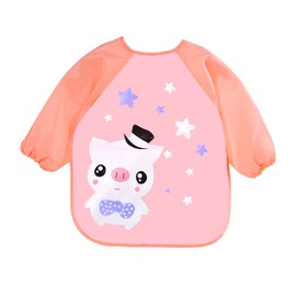 Baby Bib with Sleeves Waterproof Long Soft Long Washable Easy to Clean Bib Feeding Bib for Babies and Toddlers Unisex Boys and Girls Set, pink