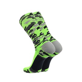 TCK Woodland Camo Crew Socks (Neon Green Camo, Small)