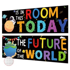 Rsgift Classroom Banners Decorations Poster,2 PCS Large Teachers Bulletin Board with Dot Glue,13.5x39 Inches Wall Decor for Primary Middle High School Classroom(Laminated)