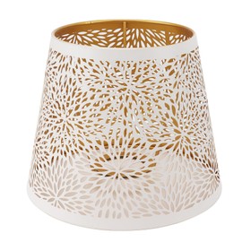 Lampshade, E27 E26 Barrel Metal Lampshade White Carved Floral Pattern Small Lampshade Modern Style Lampshade for Table Lamp and Floor Lamp