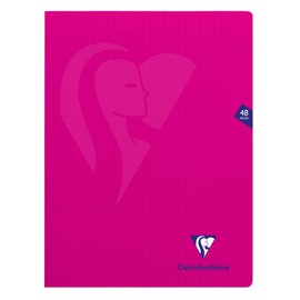 Clairefontaine Mimesys 313311C Exercise Book DIN A4+ 24 x 32 cm 24 Sheets 90 g French Ruling Polypropylene Cover Stapled Pink Pack of 1