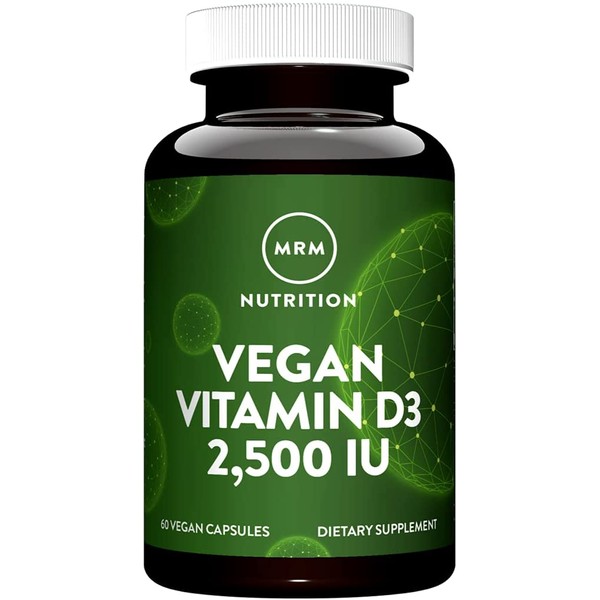 MRM Nuturition Vegan Vitamin D3 2,500 IU | Bone + Immune Health | Made from lichens | Supports Calcium Absorption | Vegan + Vegetarian Friendly | 60 Servings