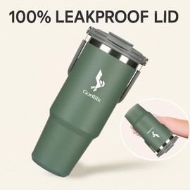 Gorillix 40oz Tumbler with Handle, Stainless Steel Vacuum Insulated Water Bottle, Double Wall, Leak-Proof, BPA-Free, Silicone Boot, Cleaning Brushes, Large Capacity Travel & Hiking Mug. (ARMY GREEN)