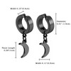 Black Gothic Clip On Moon Dangle Hinged Earrings Hoop, Stainless