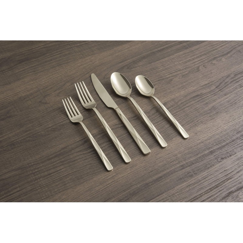 Cambridge Ayden Champagne Mirror Piece Flatware Set, 20 Count, Metallic