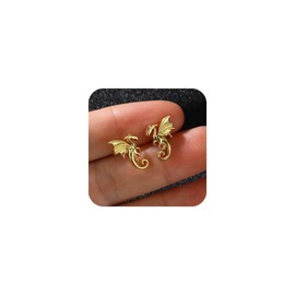 Stainless Steel Dragon Stud Earrings for Women, Minimalist Cool Dragon Earrings Gift for Her