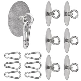 Sankoly 4 Pcs Self Adhesive Ceiling Hook Stainless Steel Pad Eye Hooks Nail-Free Wall Hook for Kitchen Bathroom Living Room Ceiling