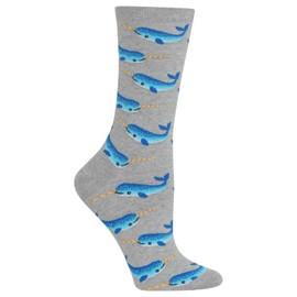 Hot Sox Womens Narwhal Crew Socks, Womens Shoe Size 4-10.5, Sweatshirt Grey