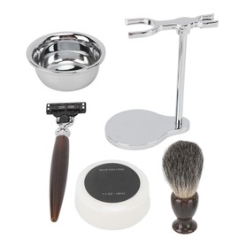Men Razor Shaving Kit Vintage Wet Shave Grooming Set Safety Razor with Beard Brush Soap Bowl Stand and Soap