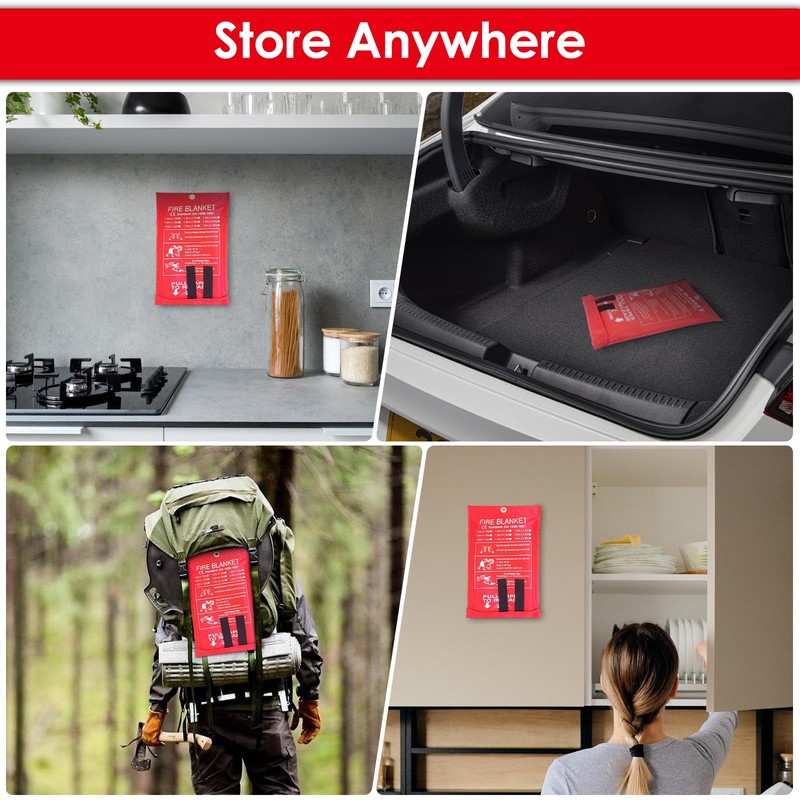 DAWNTREES Fire Blankets Emergency for Kitchen Home,1x1m Emergency Fire Retardant