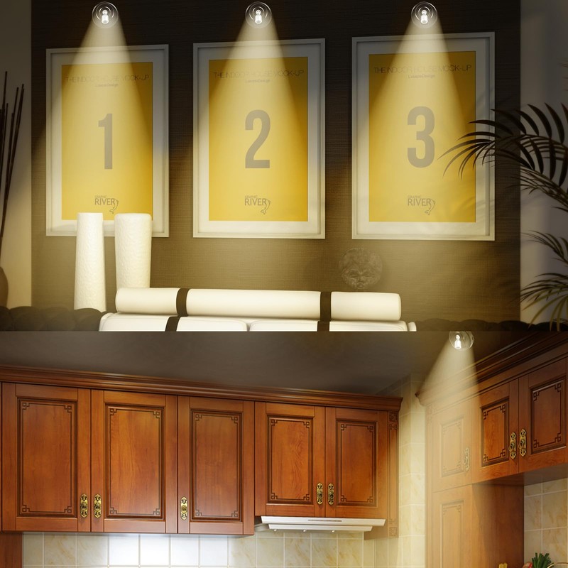 HOFUY 2-Pack Wireless LED Spotlight Battery Operated Picture Lights, Puck