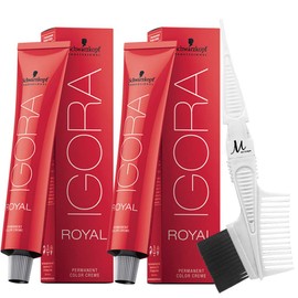 Schwarzkopf Igora Royal 7-00 Medium Blonde Natural Extra Permanent Hair Colors and M Hair Designs Tint Brush/Comb (Bundle - 3 items)