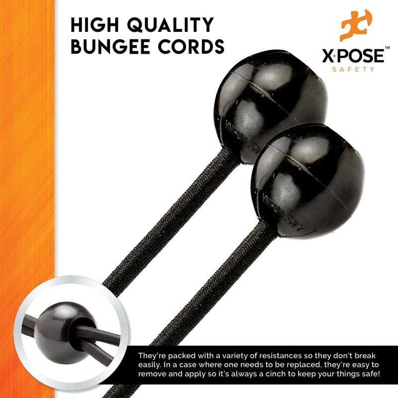 Xpose Safety Bungee Ball Cords 9" 100 Pack Heavy Duty