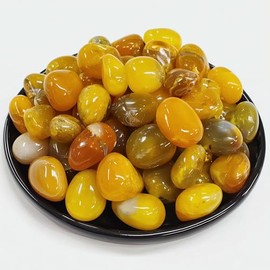 SigMntun Yellow Agate Healing Crystal Stone Set - 24 Pieces, 0.6" Natural & Polished Stones for Healing, Meditation, Reiki, Chakra, Crafting & Decoration