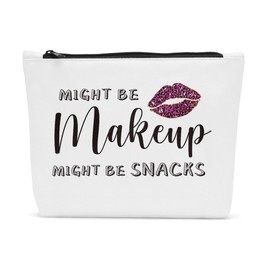 Sldpngo Funny Snack Bags Might Be Makeup Might Be Snacks Travel Makeup Bag Multifunction Cosmetic Pouch for Women Cute Makeup Pouch Gifts for Daughter from Mom Snacks Cosmetic Bag