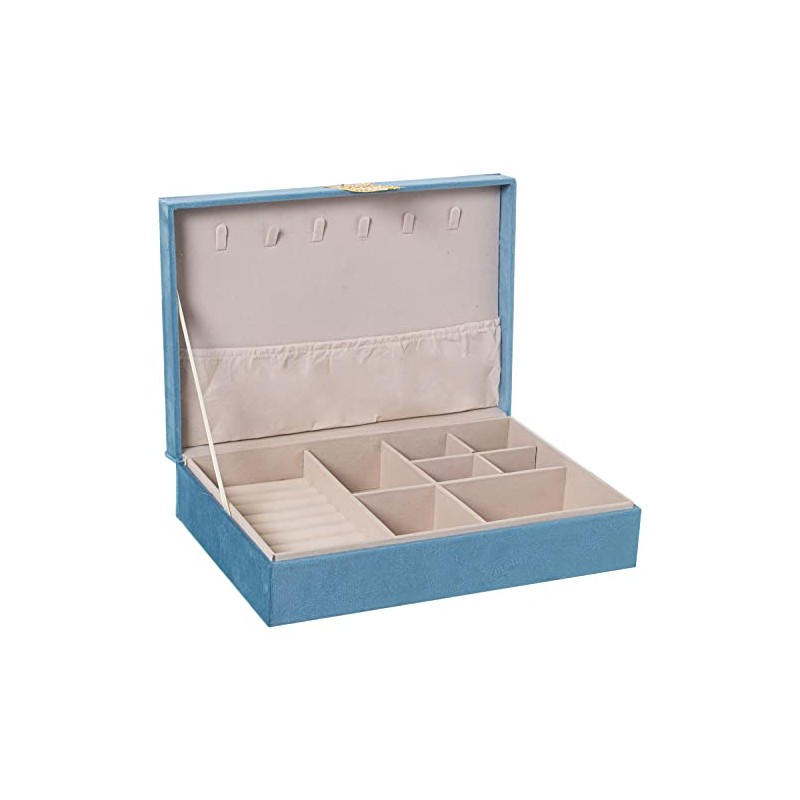 DRW Rectangular Velvet Jewellery Box Blue 28 x 20 x