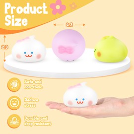 Dumpling Stress Balls Fidget Sensory Toy,Sensory Dough Balls for Anxiety ,Stretchy Fidget Ball for Anxiety Stress Relief for Kids and Adults. (White)
