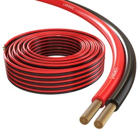 Lumonic Lautsprecherkabel | 50m Rot Schwarz | 2X 0,75mm² CCA | HiFi Boxenkabel | Audio Zwillingsleitung
