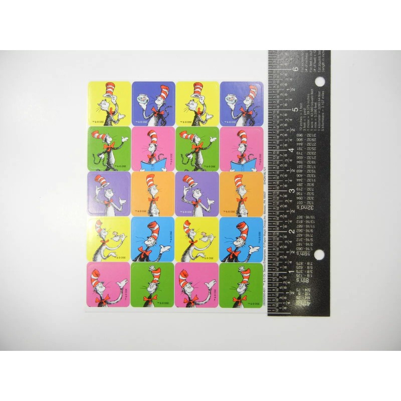 Eureka Dr. Seuss Cat In The Hat Squares Sticker Sheet