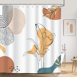 Bonhause Shower Curtain Boho Modern Abstract Art Mid Century Shower Curtains 180 x 180 cm Anti-Mould Waterproof Polyester Fabric Washable Bathroom Curtain for Bathroom with 12 Hooks