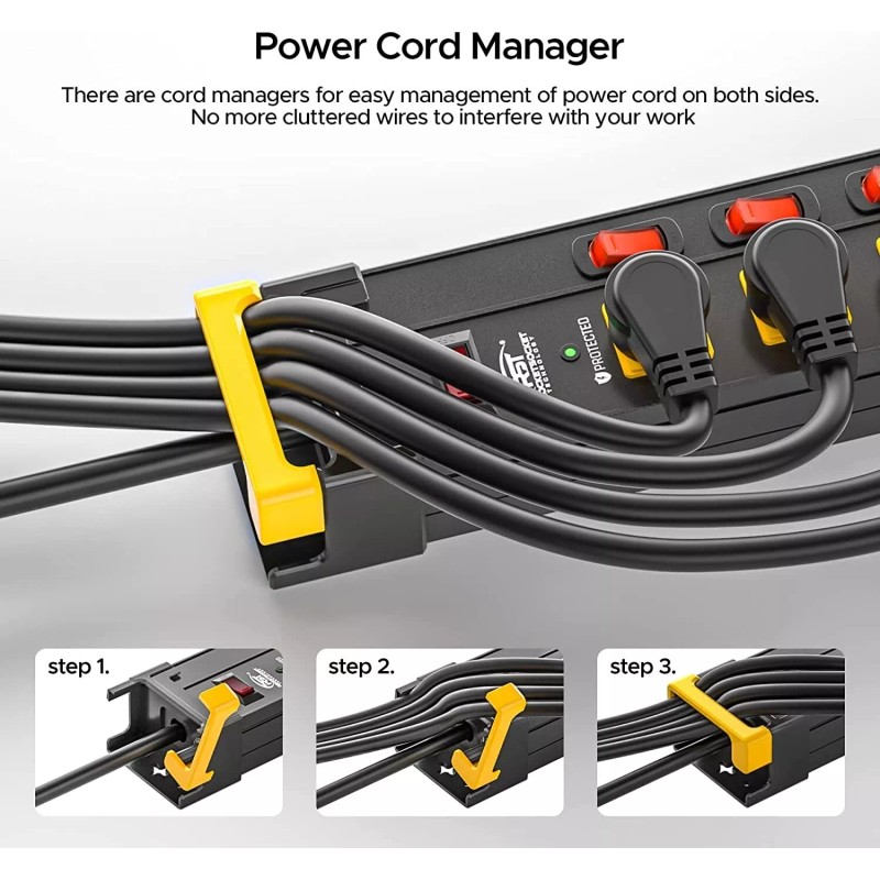 CRST 12 Outlets Long Power Strip, 9 FT Cord Metal