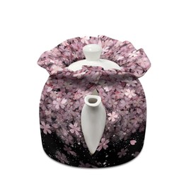 Poceacles Tea Cozies - Vintage Cotton Teapot Insulation Covers with Elastic Band - Pink Cherry Blossom Print for Breakfast & Kitchen Teapots