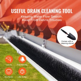 Happybuy 30 Feet Gutter Brush, 4.33" Diameter Gutter Cleaning Tools, Leaf Guard for 5" Gutters, Ground-Level Debris Removal, 10-Pack, Polypropylene & Galvanized Steel