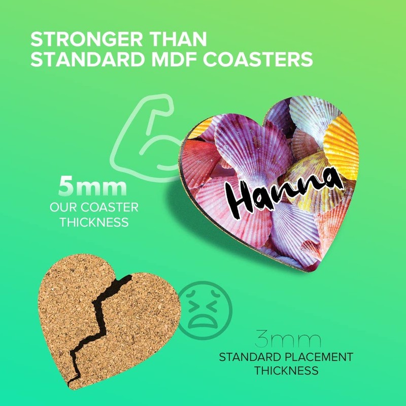 1 x Heart Coaster - Name Hanna Sea Shells Letter