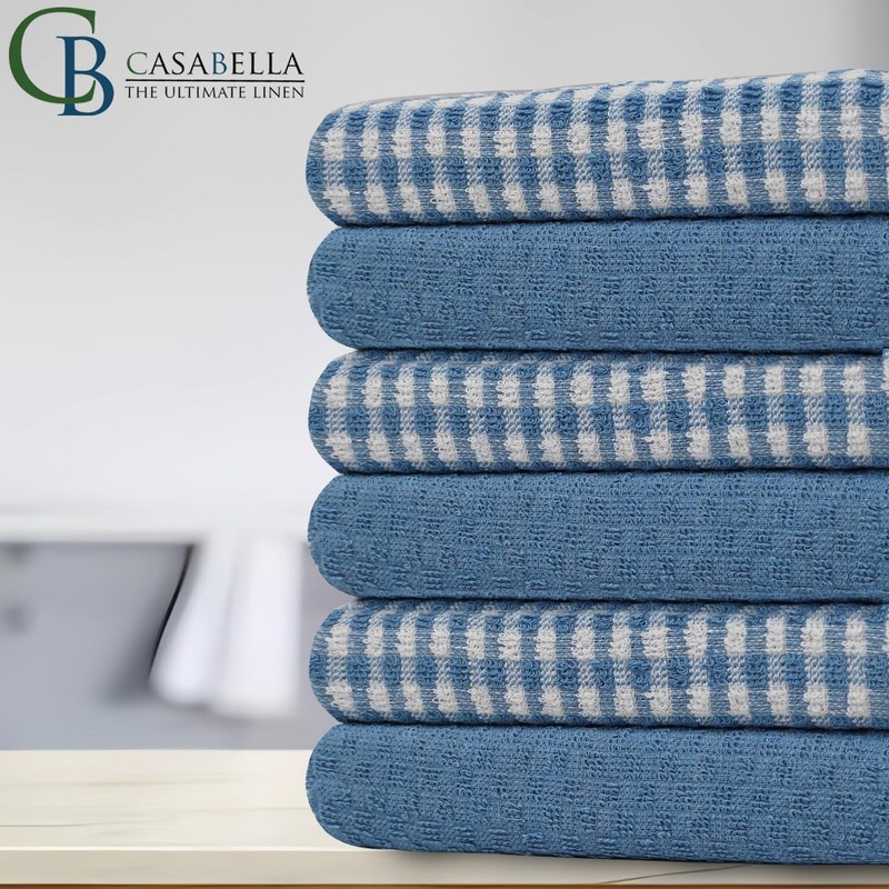 Casabella Pack of 6 Terry Towelling Cotton Kitchen Tea Towels