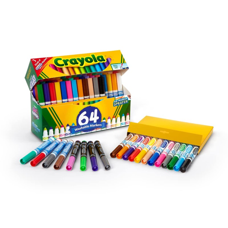 Crayola Washable Broad Line Marker Variety Set (3 Styles), Classroom