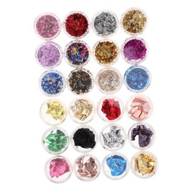 Baluue 48pcs Metallic Nail Art Foil Holographic Ultra Thin Glitter Flakes for Unique Nail Designs Shiny Gold Silver Foil for Women for Party DIY Manicure Decor