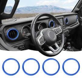 RT-TCZ Center Console Air Conditioner Vent Trim Cover Aluminum Alloy Interior Accessories for Jeep Wrangler JL JLU & Gladiator JT 2018-2024,Blue