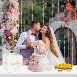 Laroder 1 Pack White Card Box Wedding Card Box Cardboard Card Box for Party Bridal Baby Shower Birthday Retirement Grad Card Box Gold Card Box Graduation Card Box Holder Money Box