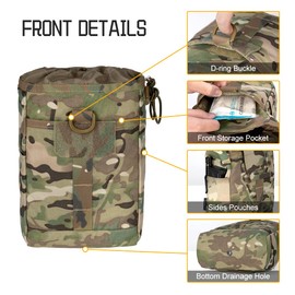 IDOGEAR Molle Dump Pouch Tactical Molle Pouches Foldable Drawstring Mag Pouches for Battle Belt Vest Plate Carrier Backpack Utility Folding Dump Pouch Waist Bag (Multi-camo)