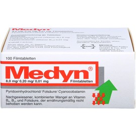 Medyn 100 film-coated tablets for exhaustion due to vitamin deficiency - fights energy loss and fatigue - vitamin B6, B12 and folic acid