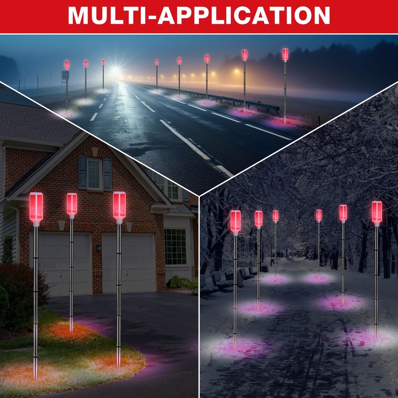 Rossesay 4 Pack 44'' Solar Powered Driveway Markers Reflective Landscape
