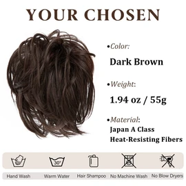 Slzhds 2 Piezas Extensión de Moño de Pelo Rizado Desordenado, Chongos Postizos de Cabello, Postizo de Cabello Natural, Extensiones de Cabello Natural, Moños de Pelo Rizado con Ondas Elásticas, Sintético, Ondulado Moño Desordenado, Pelucas para Mujer Cabe