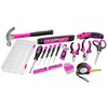 ALLSPACE Pink Tool Bag with 43 Piece Pink Tools, Tool