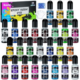 Epoxy Resin Paint Set, 26 Colours Epoxy Resin Liquid Paint, Translucent Resin Colour Liquid for DIY, Epoxy Resin Paint for Crafts, Painting, Jewellery Design, Liquid Colour 10 ml/Bottle